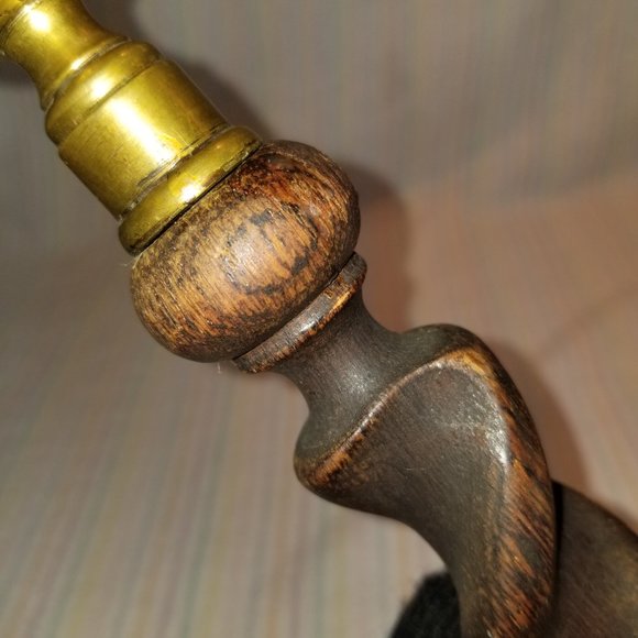 Antique English Barley Twist Wood Carved Candlestick Candle Holder Victorian